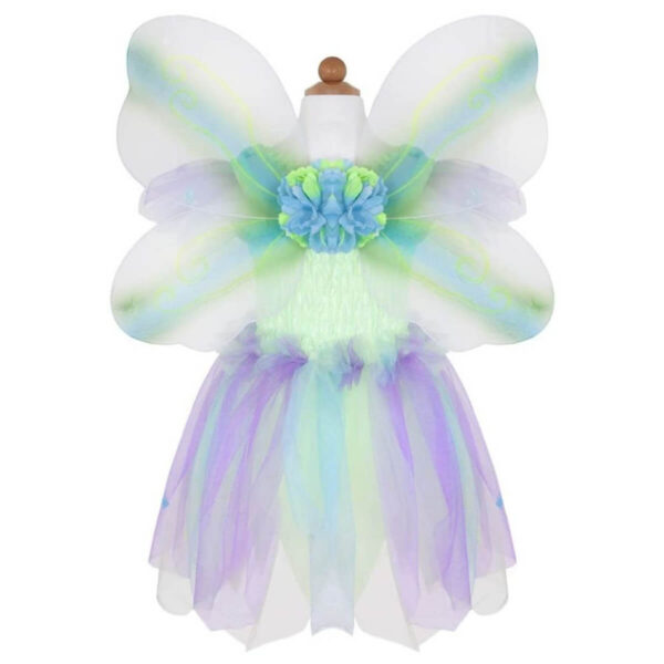 ROBE PAPILLON VERTE AVEC AILES ET BAGUETTE ( 5 - 6 ANS)