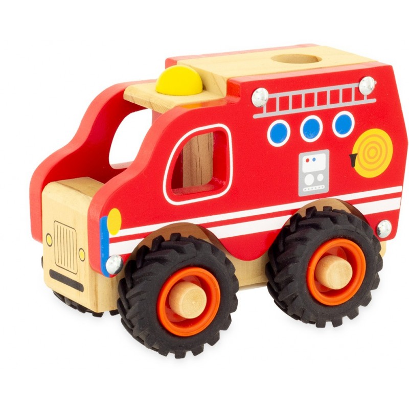 Jouet en bois, le camion de pompier coloré - Un petit génie
