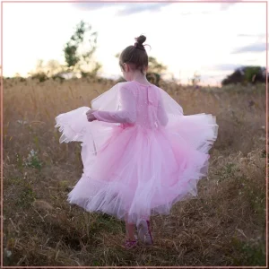 ROBE DE PRINCESSE LUNA ELEGANT ROSE 5-6 ANS