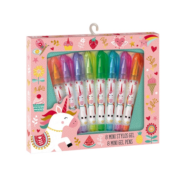 8 mini stylos gels licorne