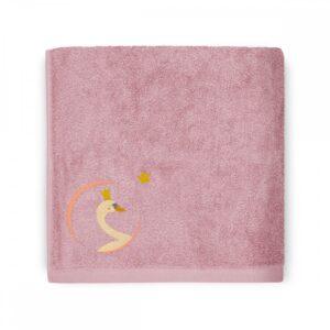 serviette 100 x100 cygne vieux rose oiseau bateau