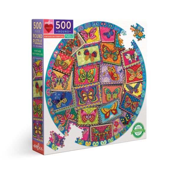 puzzle eeboo rond vintage butterfly
