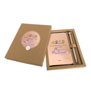 carnet et stylo or rose
