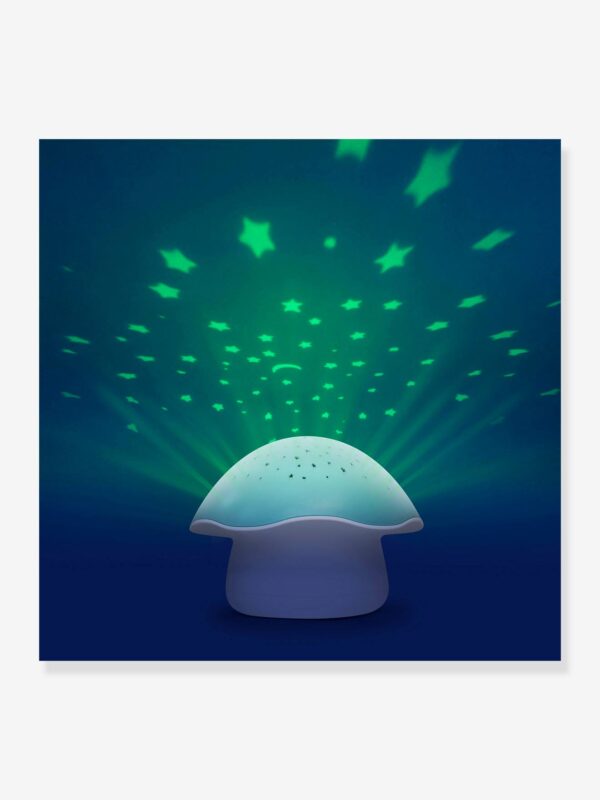Venez découvrir la veilleuse musicale champignon projecteur d'étoiles de la marque Pabobo. Cette veilleuse  va plaire aussi bien aux petites filles qu'aux petits garçons, elle va produire une lumière douce et créer une véritable voûte céleste, remplie d'étoiles de tailles différentes, sur un mur ou le plafond de la chambre de votre enfant.