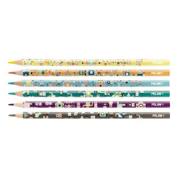 6 crayons de couleur happy bots  de chez Milan.