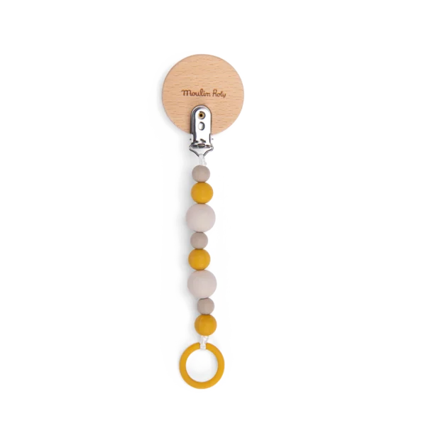 ATTACHE TETINE BOIS ET SILICONE LION "SOUS MON BAOBAB"