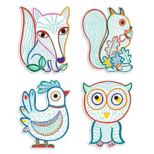 COLORIAGES ANIMAUX DE LA FORET A REVELER - DJECO