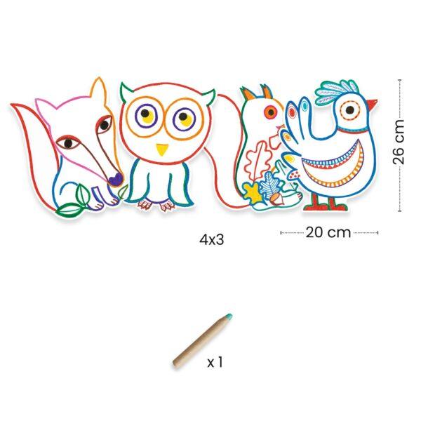 COLORIAGES ANIMAUX DE LA FORET A REVELER - DJECO