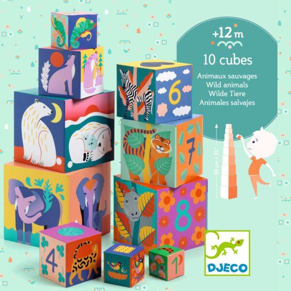 CUBES A EMPILER ANIMAUX SAUVAGES - DJECO