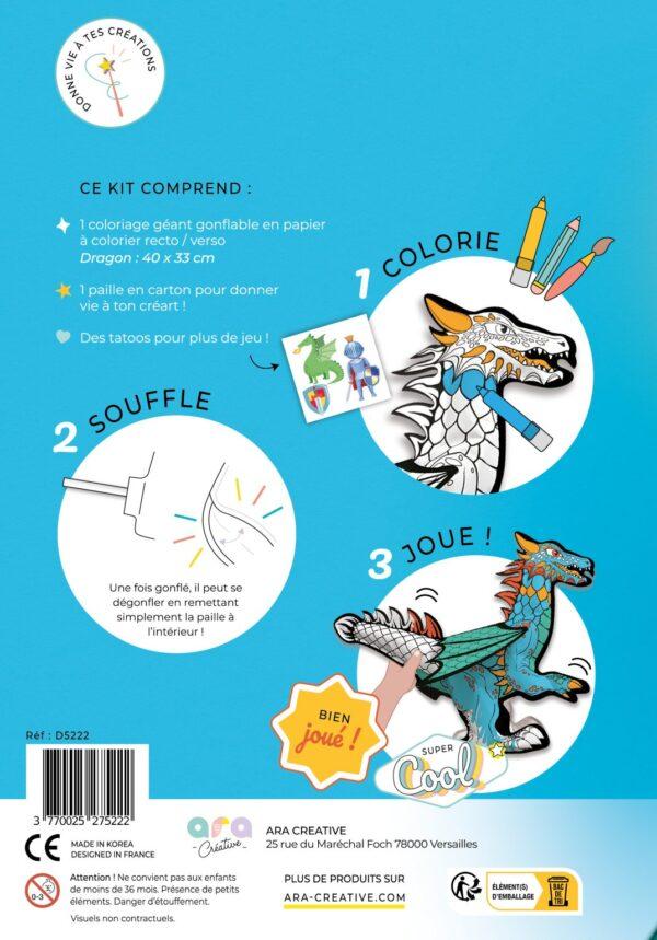 COLORIAGE GONFLABLE GEANT DRAGON- ARA CREATIVE