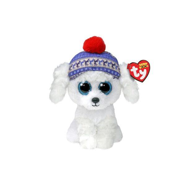 PELUCHE BEANIE BOO'S SMALL - CHIEN BLANC DE NOEL - TY