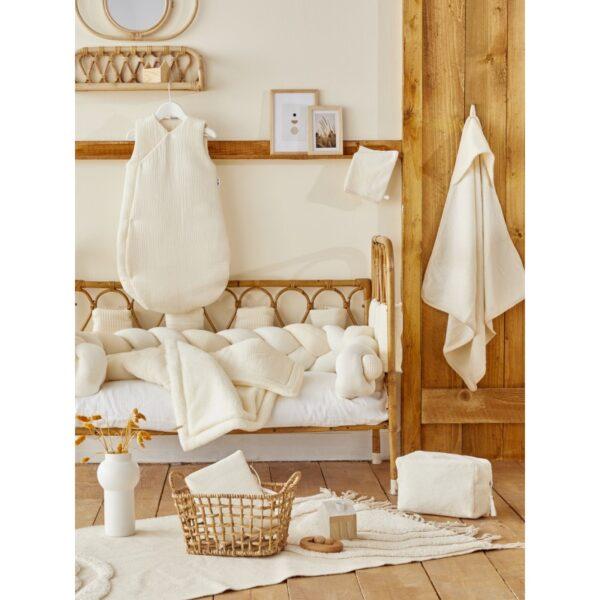 CAPE DE BAIN ET GANT EN BAMBOU ET GAZE DE COTON LAIT BBAND CO