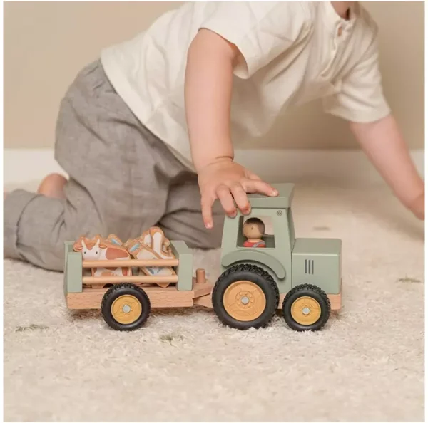 TRACTEUR AVEC REMORQUE EN BOIS LITTLE FARM- LITTLE DUTCH