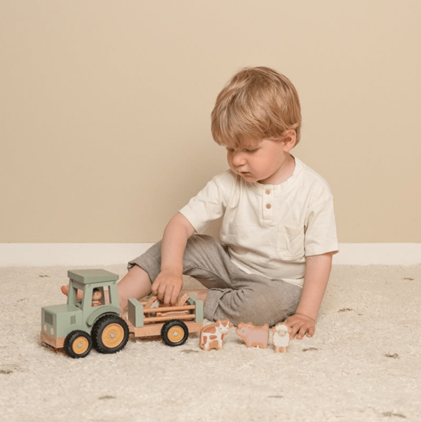 TRACTEUR AVEC REMORQUE EN BOIS LITTLE FARM- LITTLE DUTCH