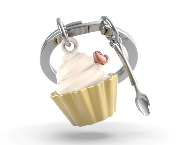 PORTE CLES METAL CUPCAKE VANILLE - METALMORPHOSE