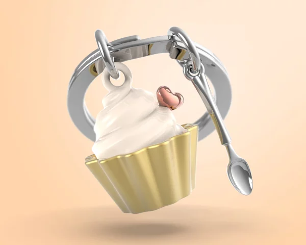 PORTE CLES METAL CUPCAKE VANILLE - METALMORPHOSE