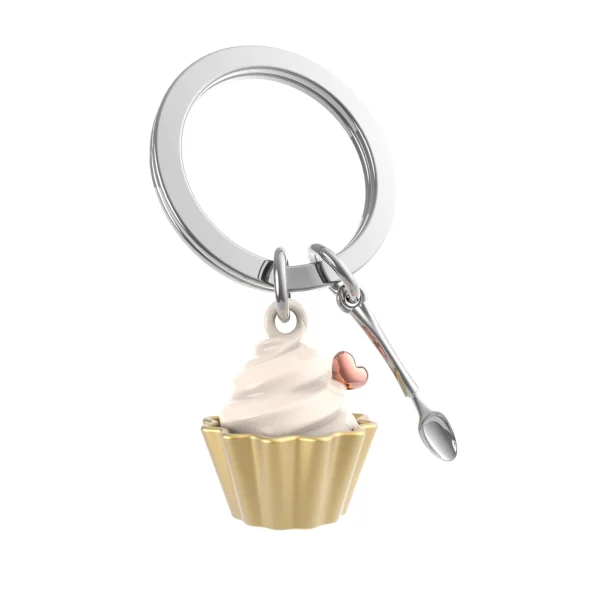 PORTE CLES METAL CUPCAKE VANILLE - METALMORPHOSE