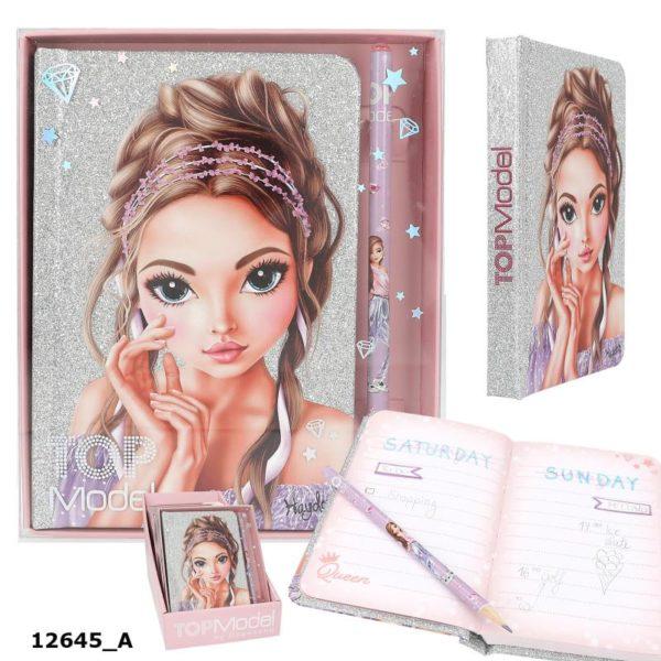 CARNET DE NOTES AVEC CRAYON GLITTER QUEEN- TOP MODEL