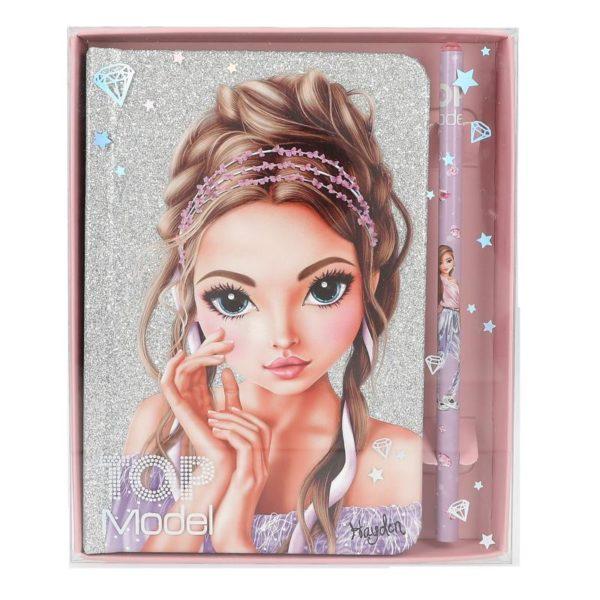 CARNET DE NOTES AVEC CRAYON GLITTER QUEEN- TOP MODEL