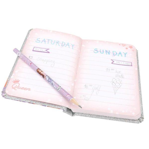 CARNET DE NOTES AVEC CRAYON GLITTER QUEEN- TOP MODEL